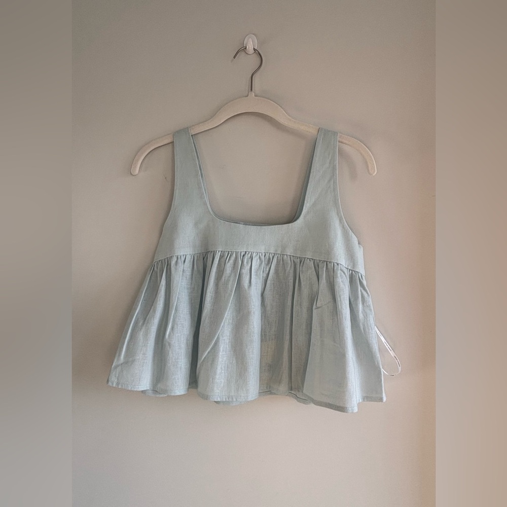Charlie Holiday / linen set / top-size: (XS) / bottom-size: (S) color: baby blue - Picture 6 of 10